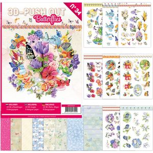 3dpo10034 3D push out boek 34 - Butterflies - A4