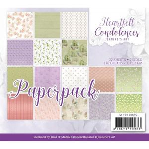 Japp10025 Paperpack - JA - Heartfelt Condolences - 152x152mm - 22 dubbelzijdig bedrukte vellen