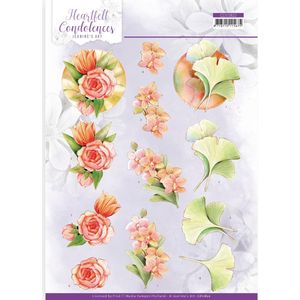 3D Cutting Sheet -Jeanine's Art - Heartfelt Condolences - Salmon Flowers 10 stuks