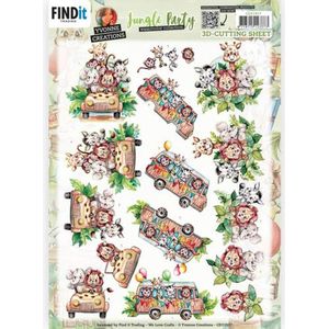 Cd11917 3D Knipvel - Yvonne Creations - Jungle Party - Watercolor Collection - Jeep