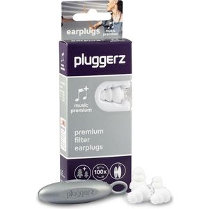 Pluggerz Earplugs Music Premium Set van 2 professionele oordopjes met speciaal ruisonderdrukkingsfilter voor perfect muziekgenot van zachte siliconen, meer dan 100 keer herbruikbaar