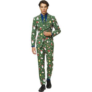 Carnaval Opposuits Kerstpak Santaboss - Groen - Maat 56