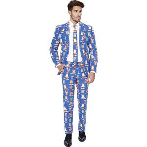 OppoSuits Giftmas Eve - Heren Kerstpak - Kerst Kostuum - Kerst Outfit - Blauw - Kerst - Maat 58