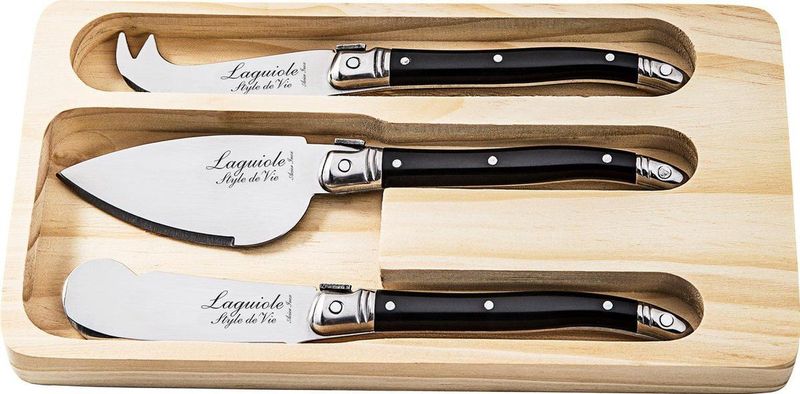 Laguiole Style de Vie - Premium Line - Kaasmes Set - Zwart - 3-Delig - RVS