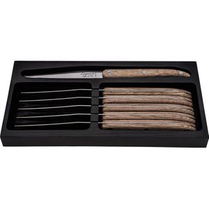 Laguiole Style de Vie - Innovation Line - Steakmes - Houtkleurig - RVS - Eikenhout - Set van 6