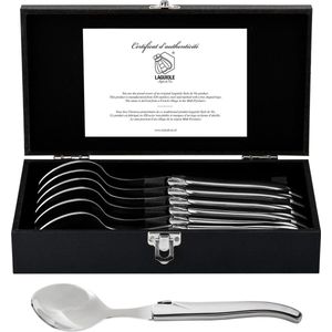 Laguiole Style de Vie Lepels Luxury Line, 6-delig, Roestvrij staal, In houten geschenkverpakking, Roestvrij staal