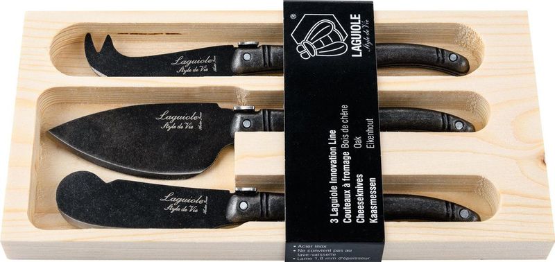 Laguiole Style de Vie - Premium Line - Kaasmes Set - Zwart - RVS - Kunststof - 3-Delig