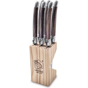 Laguiole Style de Vie - Premium Line - Steakmessen Set - Donker Hout - 6 Stuks