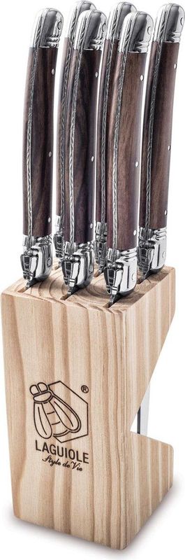 Laguiole Style de Vie - Premium Line - Steakmessen Set - Donker Hout - 6 Stuks