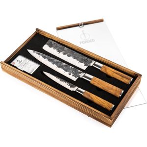 Forged Olive Messenset 3-delig - Koksmes Hakbijl Universeel Mes
