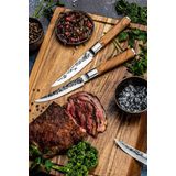 Olive - Forged - Steakmessen Set - 4 Stuks - Roestvrijstaal - Olijfhout
