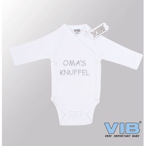 VIB® - Rompertje (overslag) Luxe Katoen - Oma's Knuffel (Wit) - Babykleertjes - romper - rompertjes - rompertjes met tekst - baby cadeau - baby aankondiging - overslagromper