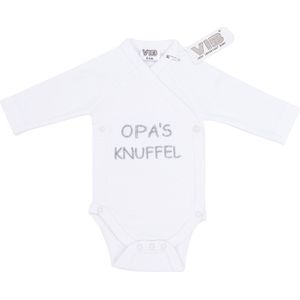VIB® - Rompertje (overslag) Luxe Katoen - Opa's Knuffel (Wit) - Babykleertjes - romper - rompertjes - rompertjes met tekst - baby cadeau - baby aankondiging - overslagromper