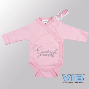 VIB® - Rompertje (overslag) Luxe Katoen - Gooisch Meisje (Roze) - Babykleertjes - romper - rompertjes - rompertjes met tekst - baby cadeau - baby aankondiging - overslagromper