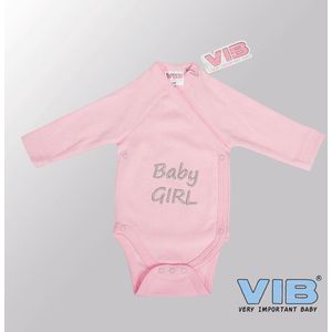 VIB® - Rompertje (overslag) Luxe Katoen - Baby Girl Hartjes (Roze) - Babykleertjes - romper - rompertjes - rompertjes met tekst - baby cadeau - baby aankondiging - overslagromper