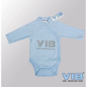 VIB® - Rompertje (overslag) Luxe Katoen - VIB (Blauw) - Babykleertjes - romper - rompertjes - rompertjes met tekst - baby cadeau - baby aankondiging - overslagromper
