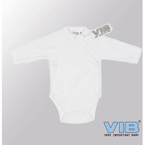 VIB® - Rompertje (overslag) Luxe Katoen - Geweven (Wit) - Babykleertjes - romper - rompertjes - rompertjes met tekst - baby cadeau - baby aankondiging - overslagromper