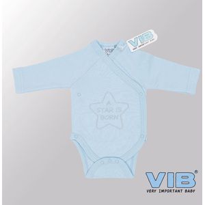 VIB® - Rompertje (overslag) Luxe Katoen - A STAR is Born (Blauw) - Babykleertjes - romper - rompertjes - rompertjes met tekst - baby cadeau - baby aankondiging - overslagromper