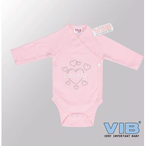 VIB® - Rompertje (overslag) Luxe Katoen - Lovely (Roze) - Babykleertjes - romper - rompertjes - rompertjes met tekst - baby cadeau - baby aankondiging - overslagromper