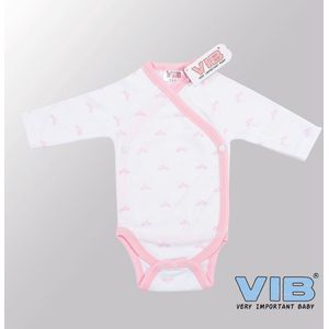 VIB® - Rompertje (overslag) Luxe Katoen - Tiara's (Roze-Wit) - Babykleertjes - romper - rompertjes - rompertjes met tekst - baby cadeau - baby aankondiging - overslagromper