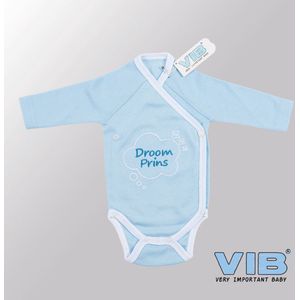 VIB® - Rompertje (overslag) Luxe Katoen - Droom Prins (Blauw) - Babykleertjes - romper - rompertjes - rompertjes met tekst - baby cadeau - baby aankondiging - overslagromper