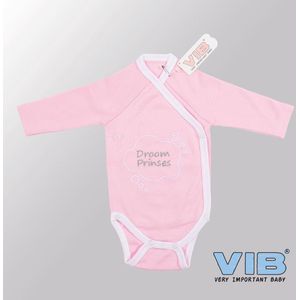 VIB® - Rompertje (overslag) Luxe Katoen - Droom Prinses (Roze-Wit) - Babykleertjes - romper - rompertjes - rompertjes met tekst - baby cadeau - baby aankondiging - overslagromper