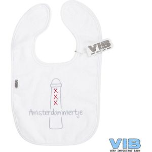 VIB® - Slabbetje Luxe velours - Amsterdammertje (wit) - Babykleertjes - Slabbetjes - zwangerschap aankondiging - baby aankondiging