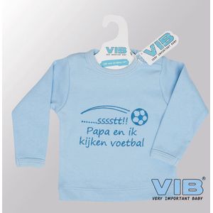 VIB® - Baby T-Shirt SSST Papa en ik kijken voetbal (Blauw)-(0-3 mnd) - Babykleertjes - Baby cadeau - zwangerschap aankondiging - geboorte cadeau
