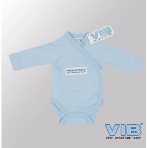 VIB® - Rompertje Prematuur Luxe Katoen - Blauw - Babykleertjes - romper - rompertjes - rompertjes met tekst - baby cadeau - baby aankondiging - overslagromper