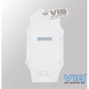 VIB® - Rompertje Prematuur Luxe Katoen zonder mouwen - Wit - Babykleertjes - romper - rompertjes - rompertjes met tekst - baby cadeau - baby aankondiging - overslagromper