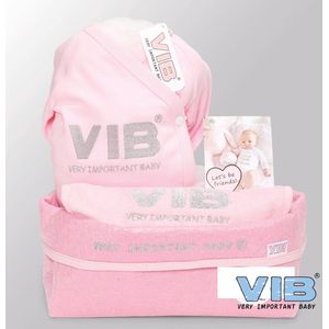 VIB® - Giftset Commodemandje - VIB Girl (Roze) - Babykleertjes - Baby cadeau - zwangerschap aankondiging - geboorte cadeau