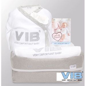 VIB® - Giftset Commodemandje - VIB Grijs - Babykleertjes - Baby cadeau - zwangerschap aankondiging - geboorte cadeau