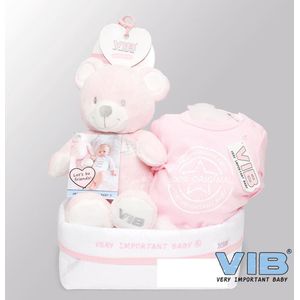 VIB® - Giftset Commodemandje - Girl Bear Pink - Babykleertjes - Baby cadeau - zwangerschap aankondiging - geboorte cadeau