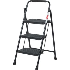 Brasq Huishoudtrap 6 Treden – Keukentrap Inklapbaar Aluminium – Antislip - Ladder - Trap Zilver
