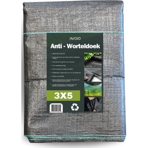AVOID Worteldoek Gronddoek - Ademend en Vochtdoorlatend - 3 x 5 m - Grondzeil tegen Onkruid - Kweektafel - 110 gram/m²