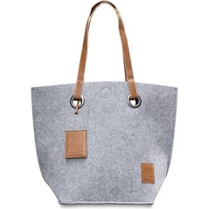 Knit Factory Tess Shopper - Shopper tas - Dames tas - Boodschappentas - Schoudertas - Handtas - Licht Grijs