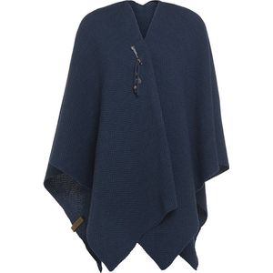 Knit Factory - Jazz - Gebreide Poncho - Donkerblauw - Wikkelvest