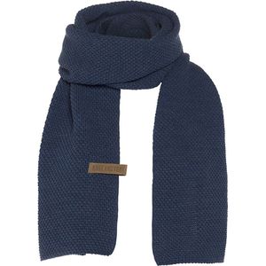 Knit Factory Jazz Gebreide Sjaal Dames & Heren - Donkerblauwe Wintersjaal - Langwerpige sjaal - Wollen sjaal - Heren sjaal - Dames sjaal - Jeans - 200x30 cm