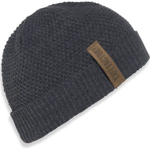 Knit Factory Jazz Gebreide Muts Heren & Dames - Beanie hat - Antraciet - Warme donkergrijze Wintermuts - Unisex - One Size