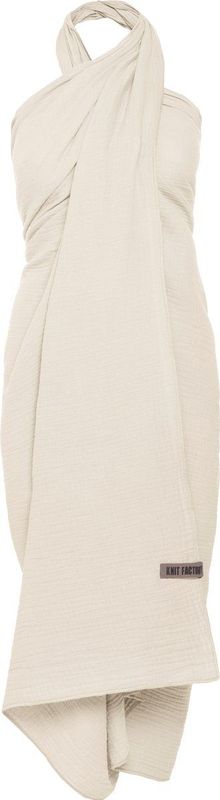 Knit Factory - Liv Pareo - XL Sjaal - Beige - 100% Biologisch Katoen