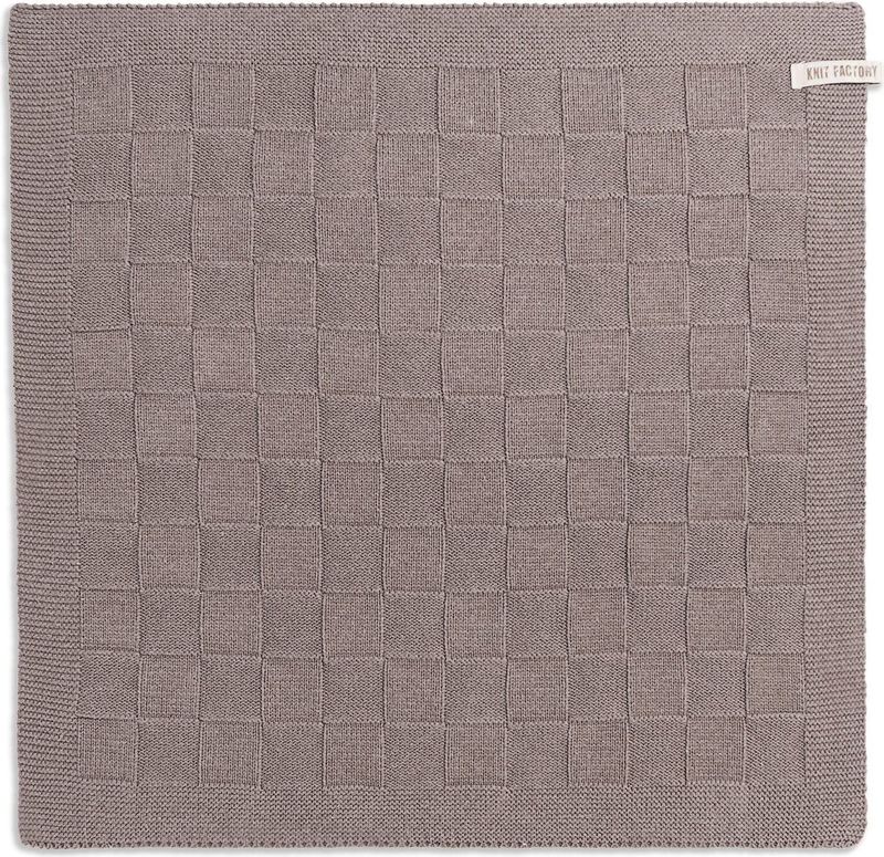 Knit Factory Gebreide Keukendoek - Keukenhanddoek Uni - Handdoek - Vaatdoek - Keuken doek - Taupe - Bruin - 50x50 cm