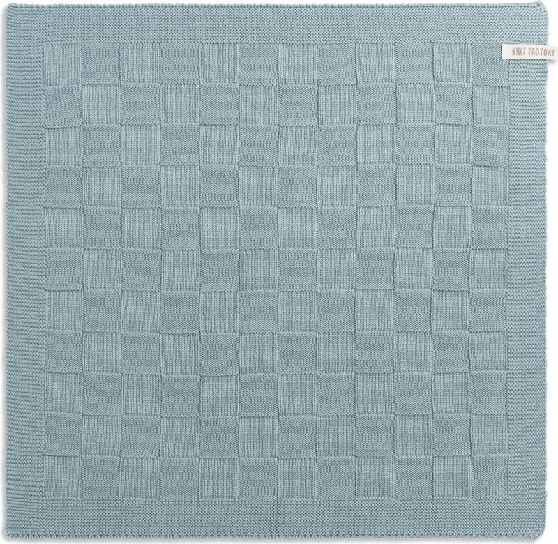 Knit Factory Gebreide Keukendoek - Keukenhanddoek Uni - Handdoek - Vaatdoek - Keuken doek - Stone Green - 50x50 cm