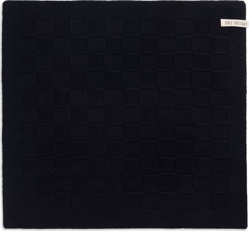Knit Factory Gebreide Keukendoek - Keukenhanddoek Uni - Handdoek - Vaatdoek - Keuken doek - Zwart - 50x50 cm