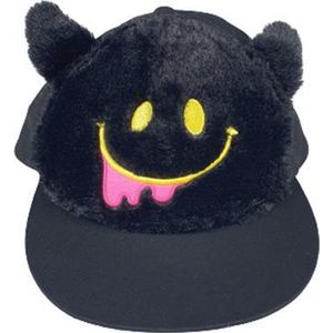 Smiley pet - Zwart - Katoen - Smiley print met kattenoren