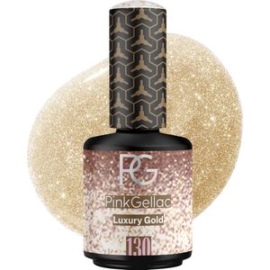 Pink Gellac - 130 Luxury Gold Gel lak 15ml - Gouden GelLak - gel nails - Glitter Finish Gelnagels