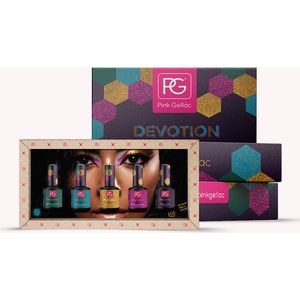 Pink Gellac Collection Box Devotion - Gellak Set Kleuren van 5 x 15ml Feestelijke Kleuren - Gelnagellak voor Gelnagels - Gel Nagellak