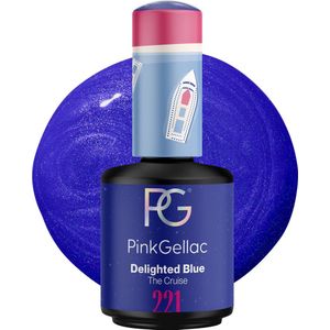 Pink Gellac - 221 Delighted Blue Gellak 15ml - Glanzende Blauwe Nagellak met Shimmer Finish - Gelnagels Producten - Gel Nails