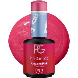 Pink Gellac - 222 Amazing Pink 15 ml - Roze Gel Nagellak met kleine Roze en Paarse Glitters - Shimmer Finish