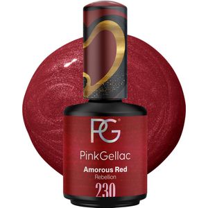 Pink Gellac Gellak Rood 15ml - Rode Nagellak met Shimmer Finish - Gelnagels Producten - Gel Nails - 230 Amorous Red