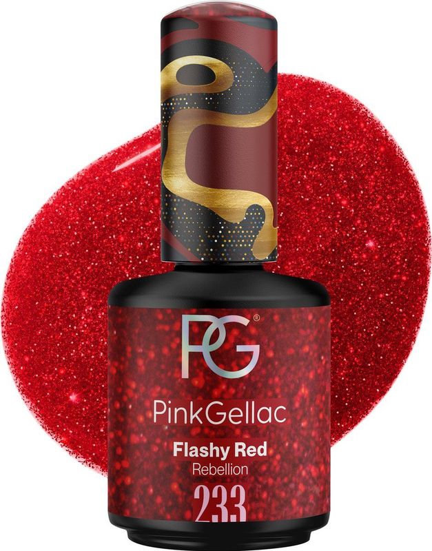 Pink Gellac 233 Flashy Red Gellak 15ml - Glanzende Rode Gel Lak Nagellak - Gelnagels Producten - Gel Nails - Gelnagel